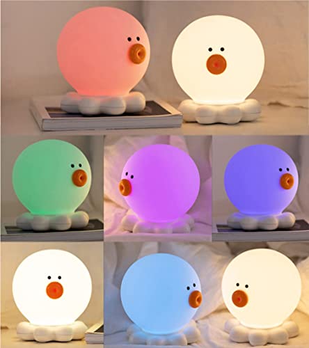 Ipalmay Home Night Lights for Kids USB Rechargeable Lamps , ABS+PC Bedside Lamp for Breastfeeding, 7-Color Silicone Breathing Nursery Lights for Bedroom, Octopus