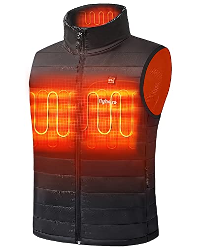 Flyhare Heated Vest,Lightweight Heated Vest,Heated Vests with Battery Pack,Heating Jacket with 3 Heating Levels,4 Heating Zones,Heated Jackets for Men (Large)