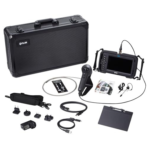 Image of FLIR VS80 4-Way Articulating Probe Videoscope Kit with 3.9mm x 2m Long Probe | 4-way articulating probe, VS80 display, metal case, straps, headset, image and video capture