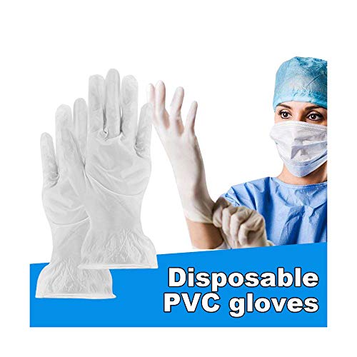 Preisvergleich Produktbild 100Pcs Latexhandschuhe / Hand wasserdichte Küchenhandschuhe, Rubber Comfortable Disposable Mechanic Nitrile Gloves Exam Gloves (L, Weiß)