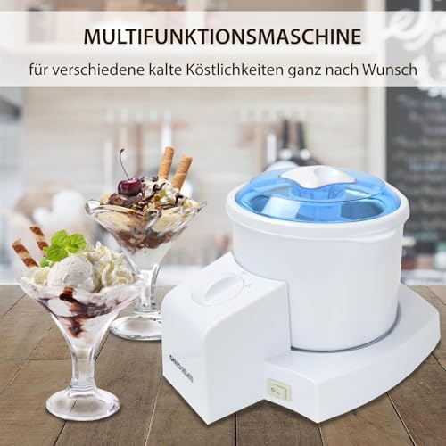 Gino Gelati Eismaschine Potium Speiseeismaschine Eiscreme Maschine Eisbereiter, 70 Watt, Weiß/Blau, Kompaktes Design, leichte Reinigung, für Zuhause – Bild 3