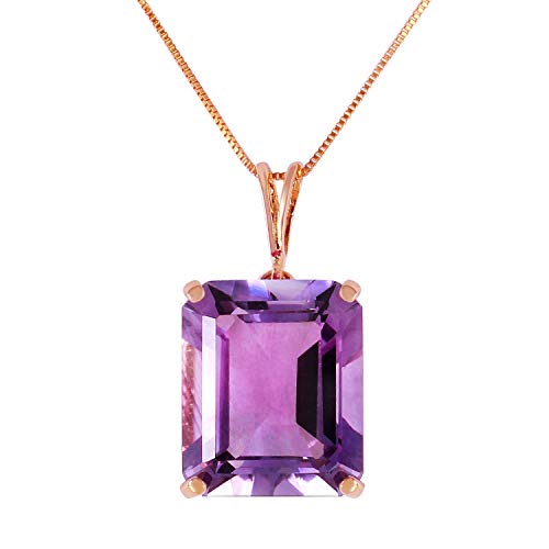 Galaxy Gold GG 14k Solid Rose Gold Necklace with 6.5 Carat Natural Emerald-cut Purple Amethyst