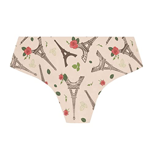 Jhkku Women's Seamless Underwear Eiffel Tower No Show Panties Soft Stretch Briefs M #TOP1