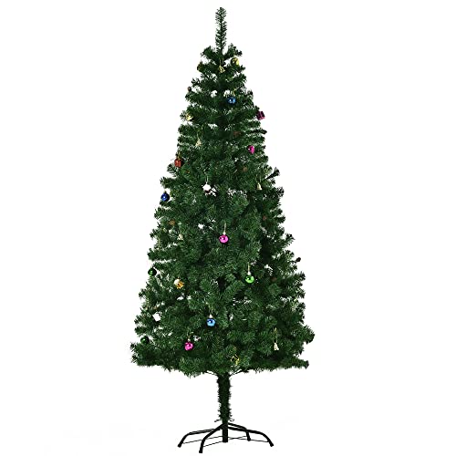 HOMCOM Árbol de Navidad + Decoracion INCLUIDA Pino Abeto Diametro 80x180 cm 624 Ramas PVC Verde