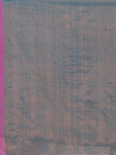 Image of Women's Tissue Cotton Saree | Plain Lightweight Tassel Pallu Saree with Blouse
