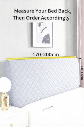 Image of HOMETHREADS 200 GSM Stretchable Jacquard Headboard Cover | Soft, Dust-Proof & Wrinkle-Resistant Bed Back Protector | Fits Leather, Wooden & Fabric Bedsides | for 6ft to 6.5ft Beds | (Blue, 178x65Cm)