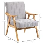 HOMCOM Sessel Wohnzimmer Loungesessel Armlehnstuhl Relaxsessel mit Gummiholzbeine, Polstersessel mit Samtoptik, Lesesessel für Schlafzimmer Arbeitszimmer Hellgrau – Bild 3