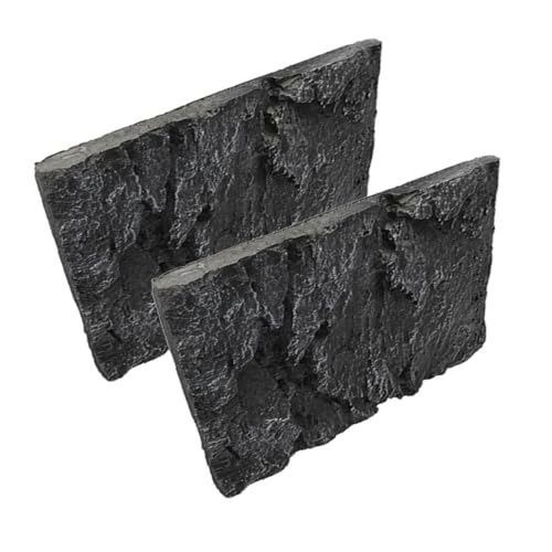 GANAZONO 3D Aquarium Background Reptile Tank Decor Fish Tank Rocks Aquascaping 2pcs Pu Simulation Stones
