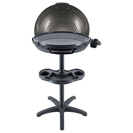Steba VG 325 Elektro BBQ-Grill | XXL Grillplatte 48 cm Durchmesser | Deckel mit Scharnier | stufenlose Temperaturregelung | Low-Fat: Bratflüssigkeit läuft in eine Auffangschale ab | 2000 W