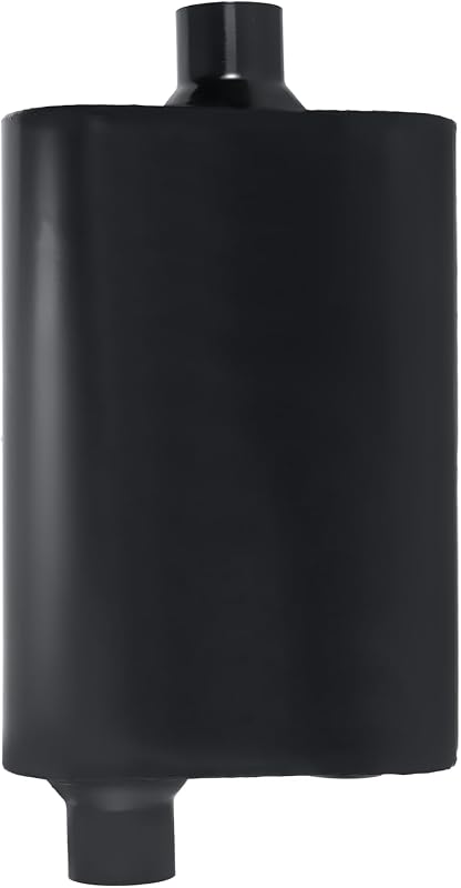 Silencioso automotivo Floshine de dupla câmara FH42541, entrada deslocada e saída central de 6,35 cm – 1 unidade