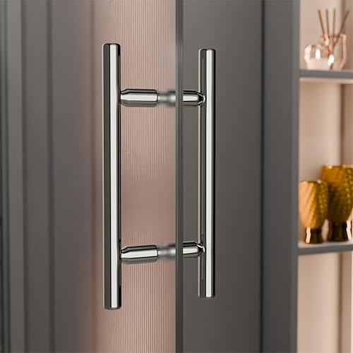 BRIXWELL Ladder Style Back-to-Back Pull Handle, Stainless Steel Material, Polished Nickel Finish, 12" Length, 8" Mounting Center, 3/4" Diameter, Glass Mount for 5/16" to 1/2" Thickness by BRIXWELL - Image 5