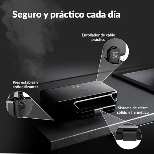 Miniatura 7 de Lehmann Sandwichera Xxl - Placas Extra Grandes - Tostadora Sandwichera Grande - 2 Sándwiches Americanos En Forma De Concha - Revestimiento Antiadherente - Indicador De Listo - Limpieza Fácil, 1000w