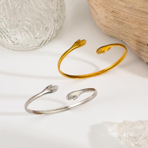 Hug Bracelet For Granddaughter, To My Granddaughter Bracelet From Grandmother Come to My Arm Hugging Cuff Bangle Adjustable Non Tarnish Jewelry Gift for Women4