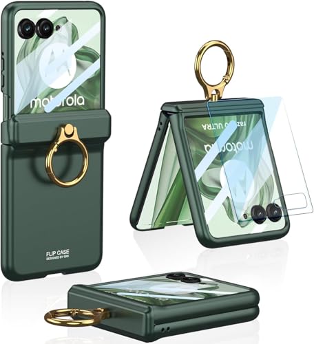 Image of Kapa Magnetic Hinge and Ring Back Cover for Motorola Razr 60 Ultra | Ultra Thin Shockproof Slim Hard Protective Case (Green)