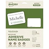 Avery EcoFriendly Name Badge Labels for Laser and Ink Jet Printers, 2.33 x 3.375 Inches, White, Permanent, Pack of 160 (42395)