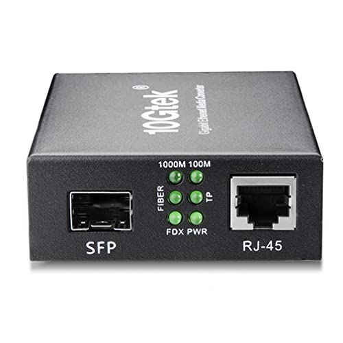 Fiber to Ethernet Media Converter, Gigabit SFP to RJ45 Fiber Converter,Support Multimode and Single Mode SFP Modules, 10/100/1000M RJ45, Auto-Negotiation
