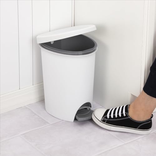 Caneca de basura pequeña para baño, 2.6 gal plastic blanca miniatura 4