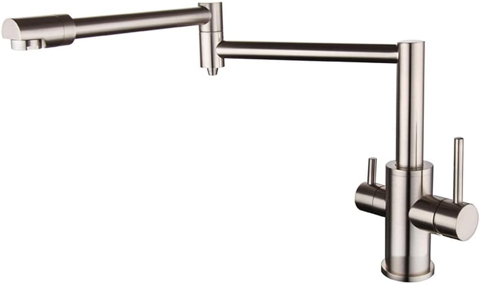 Robinet d'eau potable et osmose en laiton noir pliant pour évier de cuisine