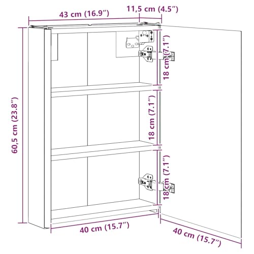 Armoire miroir salle de bain murale avec éclairage LED intégré