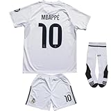 ORGBRAIN 2025/2026 Madrid Home #10 New Soccer Kids Jersey Shorts Socks Set Youth Sizes (White, 26).
