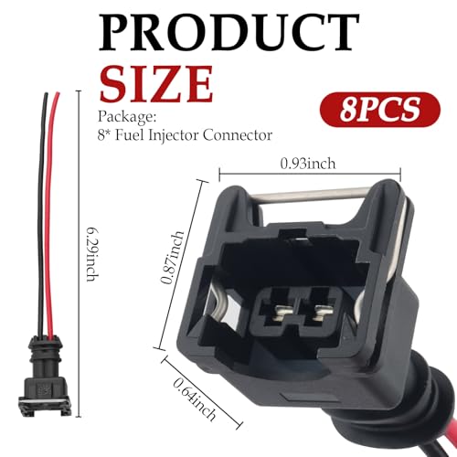 Image of 8PCS Fuel Injector Connector,Fuel Injector Wiring Harness Compatible with Any RC, Bosch EV1 Fuel Injector,Universal Fuel Injector Harness Car Accessories with Waterproof Shell