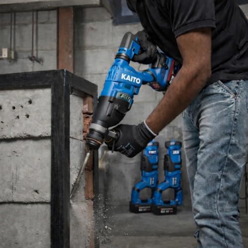 Image of KAITO 28mm 48V Cordless Rotary Hammer Drill | SDS Plus | Brushless Motor | 2 x 5.0Ah Batteries & Fast Charger | 3 Modes: Drill, Hammer & Chisel | Heavy-Duty Concrete Drilling Machine