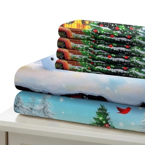 Impression 3D parure de lit Noël paysage de neige microfibre pour lit une place