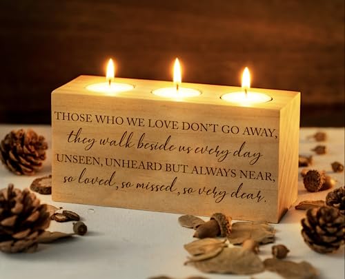 Sympathy Bereavement Gift for Loss of Loved One - Memorial Candle Holders - Handcrafted Wooden Keepsake With Poem - Condolence for Loss of Mother, Father (WE Love)