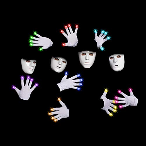2 Pieces - Led Rave Gloves - Flashing Light Up Gloves With Finger Lights - White #TOP4