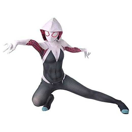 ZHANGMAN Spider-Gwen Body Spiderman Costumi Cosplay Zentai 3D Stampato Super Heros Tuta Halloween Fancy Dress Tights per Le Donne Ragazze,Kids,XXL(145~155cm)