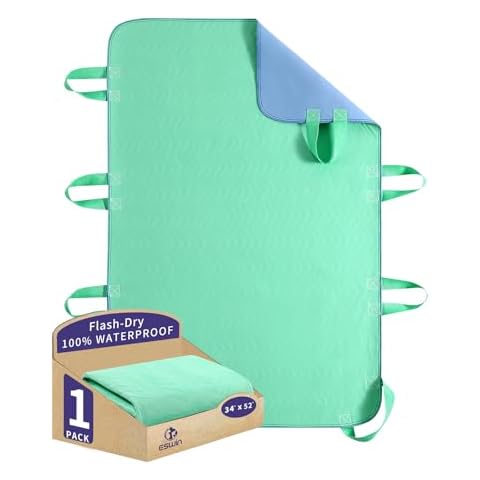 Positioning Bed Pad with Handles – Quick-Drying, 8-Handle Incontinence Bed Pads – Washable, Waterproof, Reusable Pads for Elderly, Bedridden, Transferring, & Mattress Protection Cover