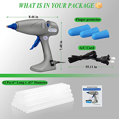 Image of Full Size Hot Glue Gun, MONVICT 120W&80W Glue Guns Dual Temp Large Industry Glue Gun, Corded Detachable Cord Use Stand-Up Base Anti-drip Hot Melt Glue Gun with 12 Glue Sticks for Art DIY Craft Repair