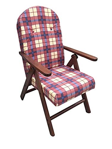 Maslegno - Butaca de madera reclinable en 4 posiciones Amalfi para el salón o la cocina, con cojín con relleno (105 cm alto), burdeos