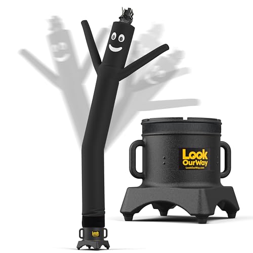 Image of LookOurWay Air Dancers Wacky Waving Inflatable Tube Man Set - 10 Feet Tall Inflatable Dancing Man with Blower - Black