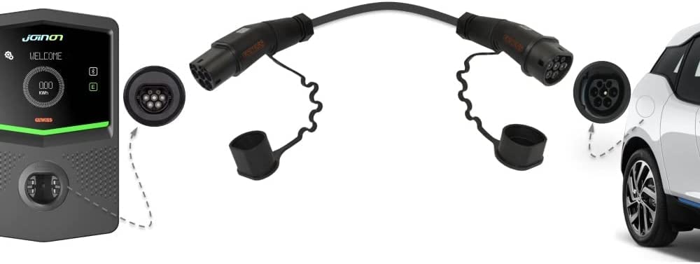 Gewiss Cable de Carga para Coche eléctrico T2-T2 3P 16 amperios, Longitud 8 Metros, Plano