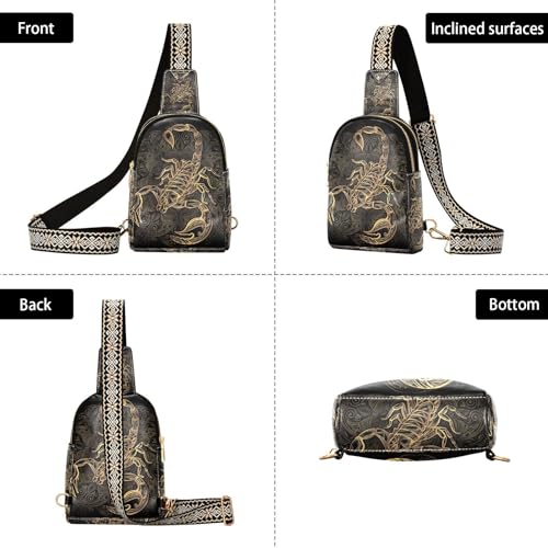 OTVEE Small Sling Bag Scorpion Tattoo Crossbody Bag PU Leather Sling Purse for Women3