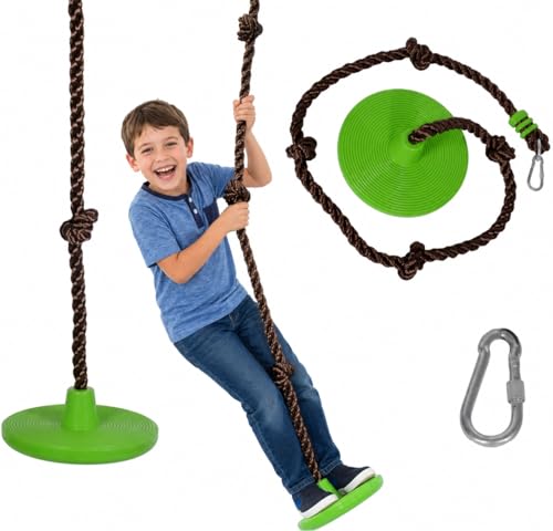 Swurfer Disco Tree Swing - Swing Sets for Backyard, Outdoor Swing, Swingset Outdoor for Kids, Easy Installation, Heavy Duty, Adjustable Climbing Rope, Weather Resistant, Up to 200lbs, Ages 6 and Up