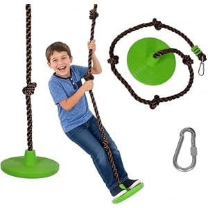 Swurfer Disco Tree Swing – Swing Sets for Backyard, Outdoor Swing, Swingset Outdoor for Kids, Easy Installation, Heavy Duty, Adjustable Climbing Rope, Weather Resistant