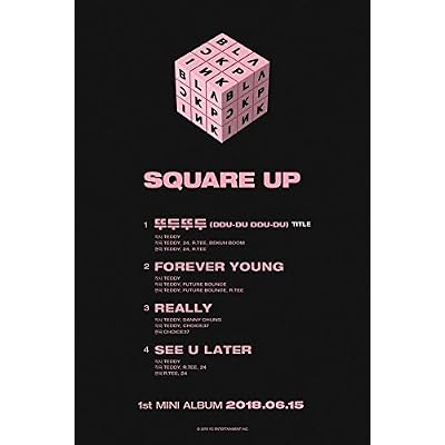 BLACKPINK - [Square Up] 1st Mini Album Pink Ver CD+Booklet+PhotoCard+SelfieCard+Lennticular Lyrics+Postcard K-POP Sealed