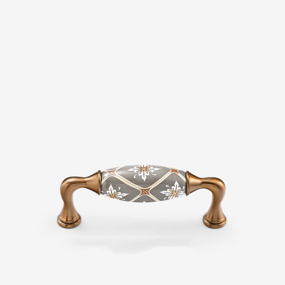 Bouton et poignée vintage Youther en céramique grise pour remplacer et réparer vos meubles usés