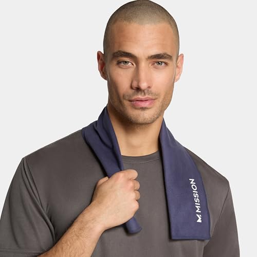 MISSION On-The-Go Cooling Towel - Soft, Lightweight Fabric - Cools Up to 2 Hours - UPF 50 Sun Protection - Machine Washable (Navy) — view 5