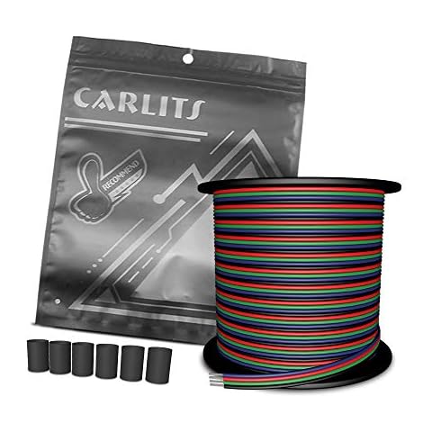 CARLITS 100ft 22 AWG 4 Colors RGB Extension Cable Wire Cord Line, 12/24V DC 30M Led Lights 4pin Wires Strip Extend Wire Spool for 5050 3528 RGB LED Strip and Bulb Lamp Cover