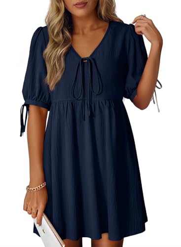 Dokotoo V Neck Bow Tie Dress
