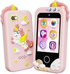 Kikidex Téléphone intelligent pour enfants, Cadeaux d'anniversaire de Noël parfaits pour les enfants de 3 à 8 ans, Apprentissage par écran tactile Jouet Smartphone avec double appareil photo, Jeu de puzzle, Joueur de musique (Pink)