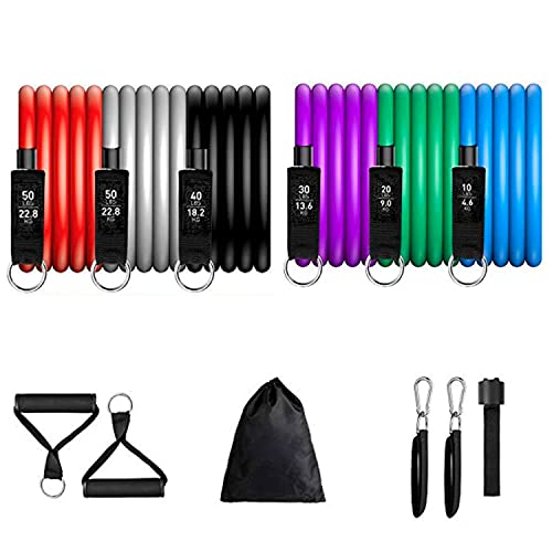 Juego de Bandas de Resistencia, Bandas de Ejercicio con Anclaje de Puerta, Asas, Bolsa de Transporte, Correas de Tobillo para piernas para Entrenamiento de Resistencia, Entrenamientos en casa Cover