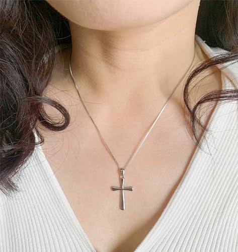 Sterling Silver Cross Necklace for Women 925 Sterling Silver Simple Classic Cross Pendant Necklace Handmade Crosses Religious Jewelry3