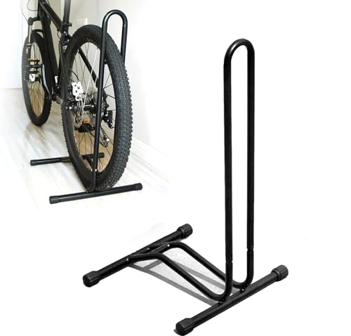 Image of FCOUMY Bike Floor Stand Freestanding Upright Bicycle Parking Storage Rack Space Saver Suitable for Mountain Bike, Road Bike,for Bicycle with Wheel Diameter Max 28 Inches