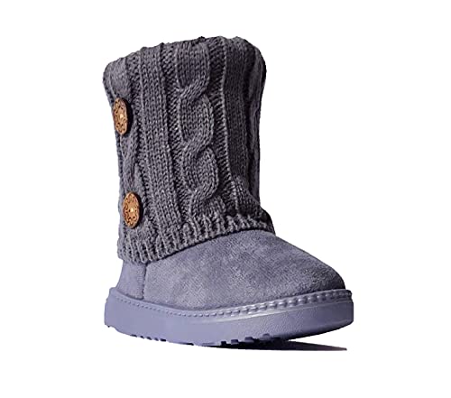 Image of REDVOLUTION Kids Boots Toddler Girls Cute 2 Buttons || Rhinestone Faux Fur Suede Knitting Shoe