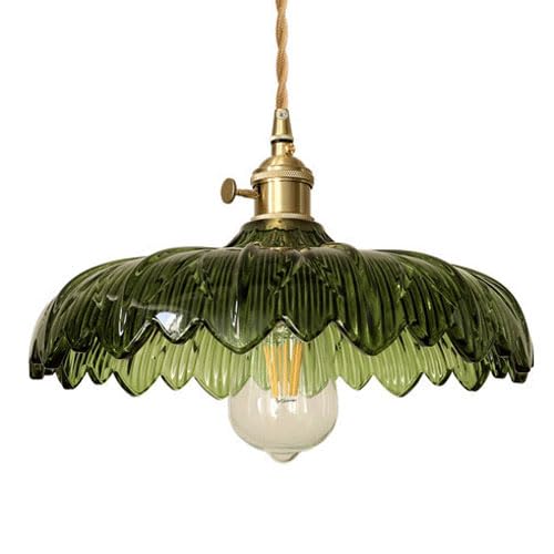 Lámpara colgante de vidrio verde estilo retro E27 para techo interior