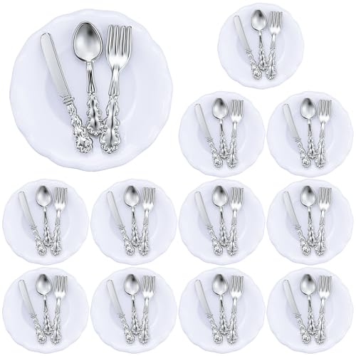 Vaisselle miniature pour maison de poupée lot complet de couverts en métal pour passionnés